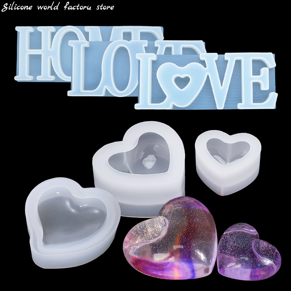 Resin Art Alphabet - Cetakan Lilin Hati 3D Silikon, Cetakan