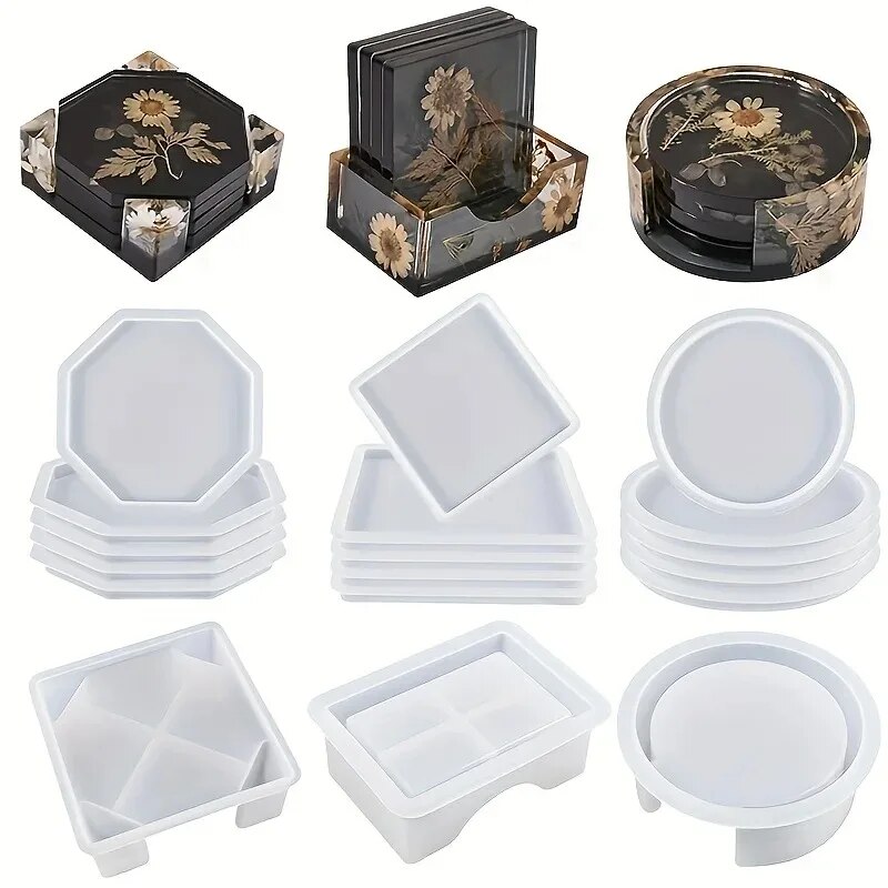 Resin Art Case - Set cetakan Resin Coaster termasuk 1
