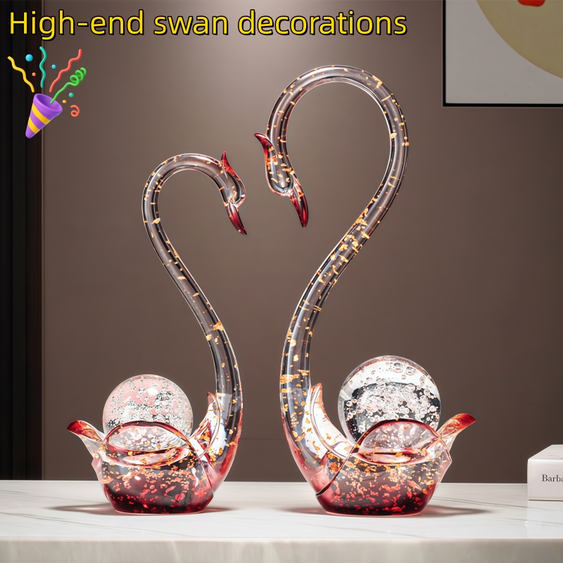 Resin Art Wedding Gift - Patung Angsa Resin Mewah, Figur Pasangan,