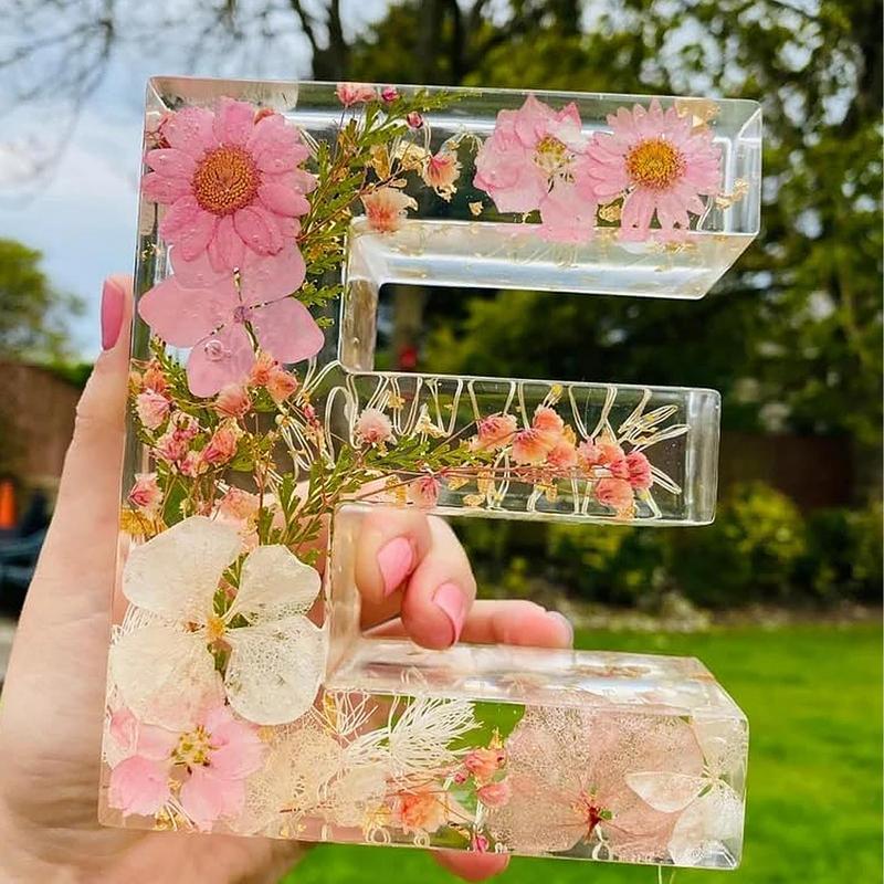 Resin Art Alphabet - Bunga 26 huruf lampu malam Dekorasi